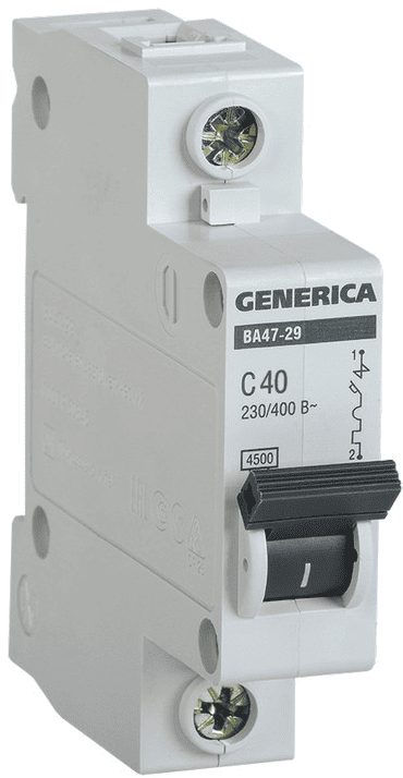 Автомат 1Р ВА 47-29 40 А 4,5кА характеристика С GENERICA ИЭК