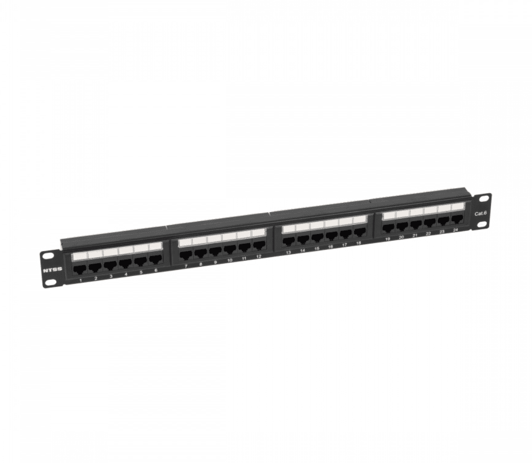 Патч-панель NTSS 24 UTP порта RJ45, cat.6, 1U, Dual IDC, без органайзера