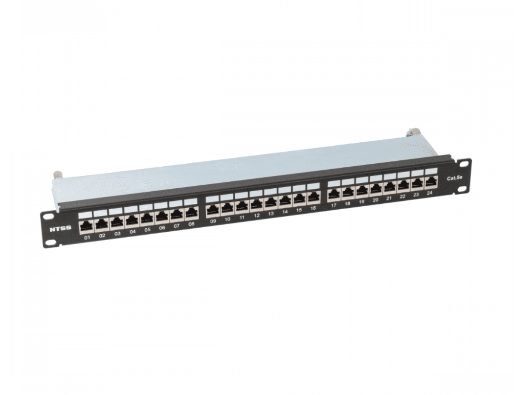 Патч-панель NTSS PREMIUM 1U 24 порта RJ45 FTP cat.5е, Krone IDC (инструмент в комплекте), с органайзером